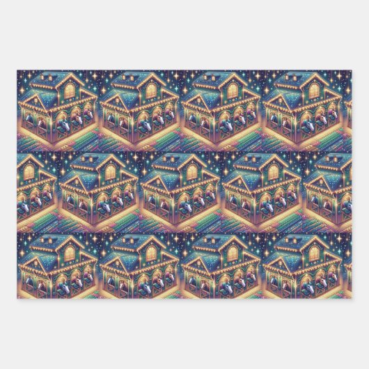 Weihnachtspferde - Papierblätter Geschenkpapier Set (Vorderseite 2)