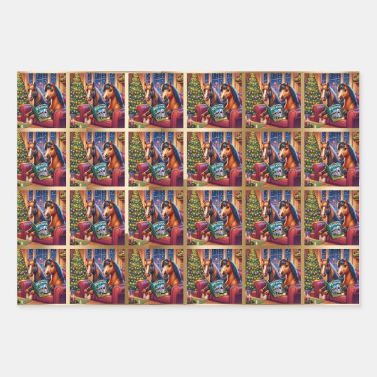 Weihnachtspferde - Papierblätter Geschenkpapier Set (Vorderseite)