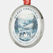 Weihnachtspferde Reitpferde Festlicher Winterwald Ornament Aus Metall (Links)