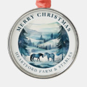 Weihnachtspferde Reitpferde Festlicher Winterwald Ornament Aus Metall (Vorne)