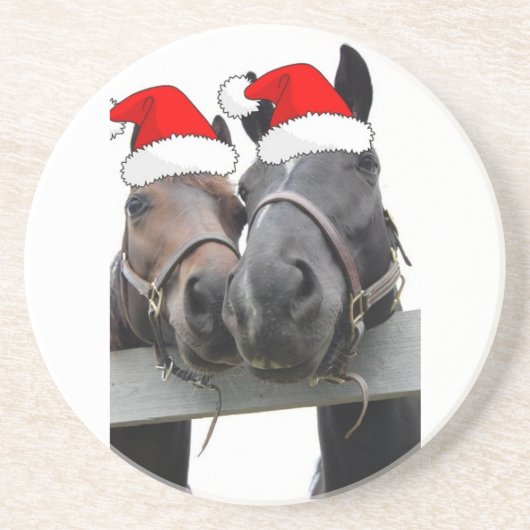 Weihnachtspferde Sandstein Untersetzer (Vorne)