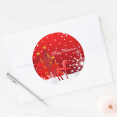 Weihnachtspferde, Schneeflocken, Bäume & Sondertex Runder Aufkleber (Umschlag)