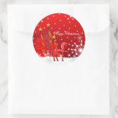 Weihnachtspferde, Schneeflocken, Bäume & Sondertex Runder Aufkleber (Tasche)