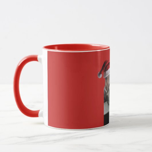 Weihnachtspferde tragen Weihnachtsmänner Tasse (Links)
