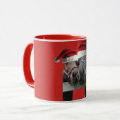 Weihnachtspferde tragen Weihnachtsmänner Tasse (Vorderseite Links)