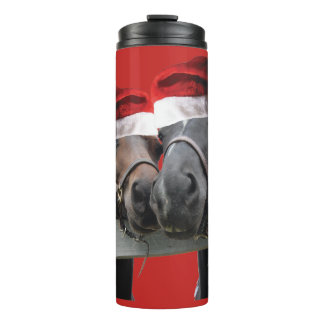 Weihnachtspferde tragen Weihnachtsmänner Thermosbecher