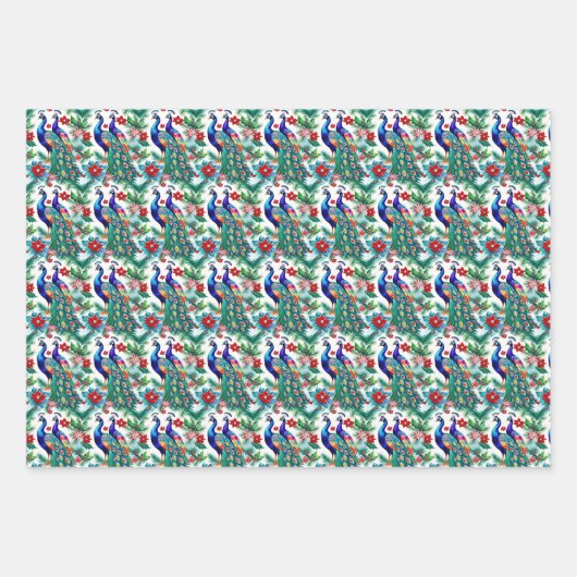 Weihnachtspferde und -poinsettias geschenkpapier set (Vorderseite 3)