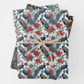 Weihnachtspferde und -poinsettias geschenkpapier set (Beispiel)
