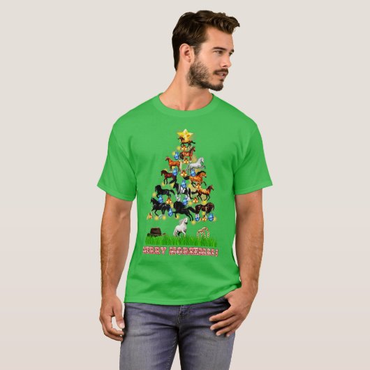 WeihnachtsPferde Weihnachtsbaum T-Shirt (Vorne ganz)