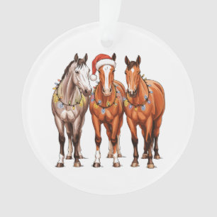Weihnachtspferde Western Cowboy Santa Hut Farm Ornament