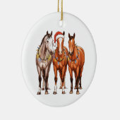 Weihnachtspferde Western Cowboy Weihnachtsmannmütz Keramik Ornament (Rechts)