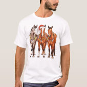 Weihnachtspferde Western Cowboy Weihnachtsmannmütz T-Shirt (Vorderseite)