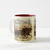 Weihnachtspferde Winterurlaub Spaß Zweifarbige Tasse (Vorderseite Links)