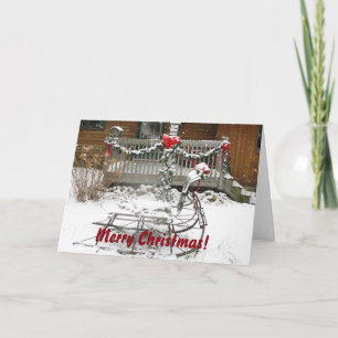 WeihnachtsPferdeschlitten-Anmerkungs-Karte Feiertagskarte
