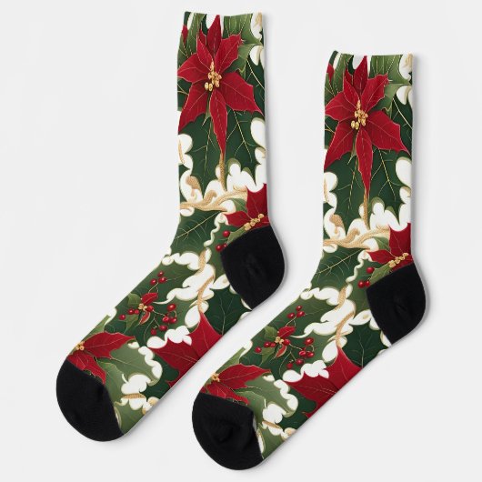 Weihnachtspflanzen im Überfluss Socken (Linkes Detail)