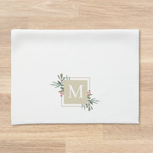 Weihnachtspflanzen-Monogramm Geschirrtuch