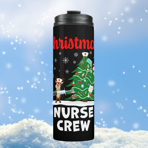 Weihnachtspflege-Team mit Santa und Rentier Thermosbecher