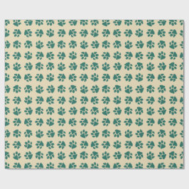Weihnachtspfoten Vintage Grün Geschenkpapier