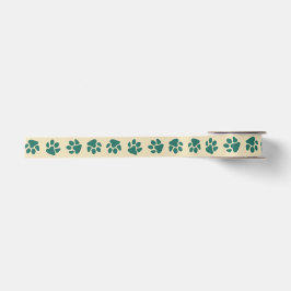 Weihnachtspfoten Vintage Grün Satinband
