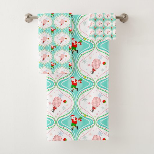 Weihnachtspickleball Ogee Muster Runde Badhandtuch Set (Insitu)