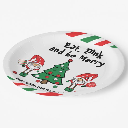 Weihnachtspickleball  pappteller (Schrägansicht)