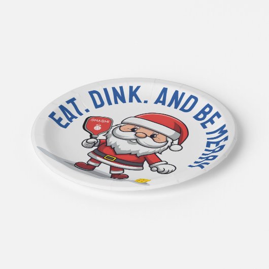 🎅 Weihnachtspickleball Pappteller (Schrägansicht)