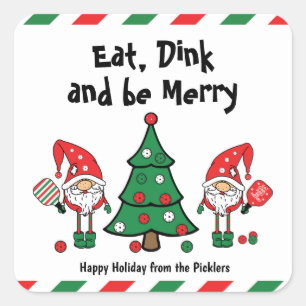 Weihnachtspickleball Quadratischer Aufkleber