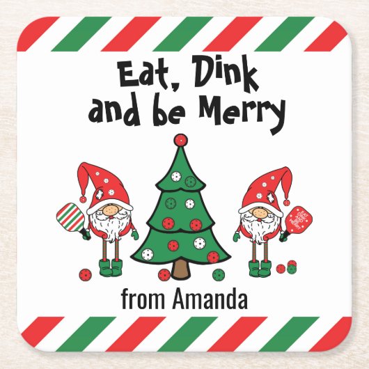 Weihnachtspickleball rechteckiger pappuntersetzer (Vorderseite)