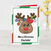 Weihnachtspickleball Rentier gefaltet Karte (Gelbe Blume)