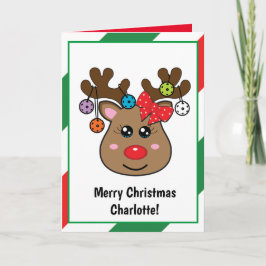 Weihnachtspickleball Rentier gefaltet Karte