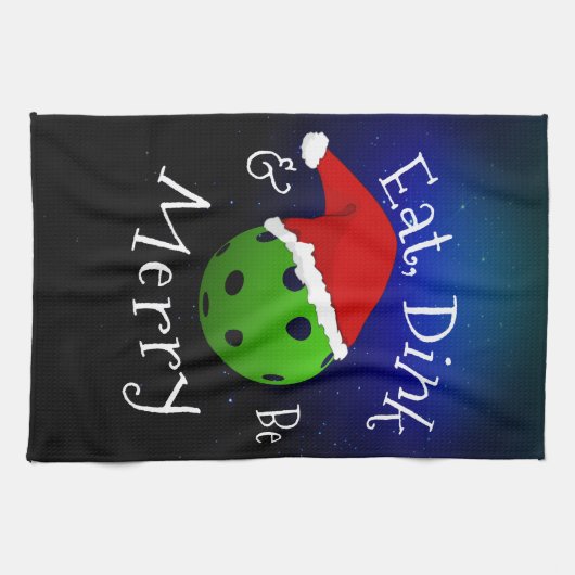 Weihnachtspickleball-Sprichwort Geschirrtuch (Horizontal)