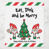 Weihnachtspickleball Weinetikett (Einzelnes Label)