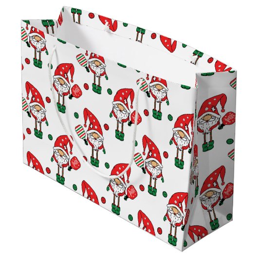 Weihnachtspicklebmuster große Geschenktasche Geschenktüte (Rückseite Schrägansicht)