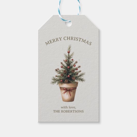 Weihnachtspinecone Baum rustikale Feiertage Gewohn Geschenkanhänger (Vorderseite)