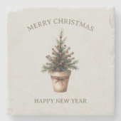 Weihnachtspinecone Baum rustikale Feiertage Gewohn Steinuntersetzer (Vorderseite)