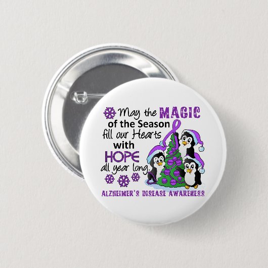 WeihnachtsPinguin-Alzheimerkrankheit Button (Vorne & Hinten)