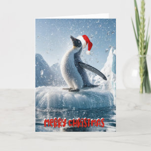 Weihnachtspinguin auf einem Eisberg Feiertagskarte