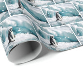 Weihnachtspinguin auf einem Eisberg Geschenkpapier (Rolleneckpunkt)