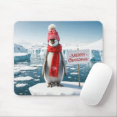 Weihnachtspinguin auf einem Eisberg Mousepad (Mit Mouse)