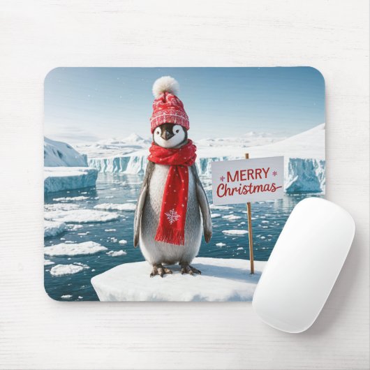 Weihnachtspinguin auf einem Eisberg Mousepad (Mit Mouse)