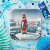Weihnachtspinguin auf einem Eisberg Pappteller (Party)