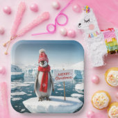 Weihnachtspinguin auf einem Eisberg Pappteller (Party)
