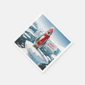 Weihnachtspinguin auf einem Eisberg Serviette (Ecke)