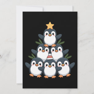 Weihnachtspinguin-Baum-Stern-Weihnachtsmann-Hut-Sc Einladung