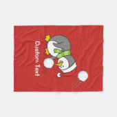 Weihnachtspinguin bekommt eine Schneeball Fleecedecke (Vorderseite (Horizontal))