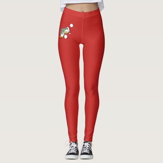 Weihnachtspinguin bekommt eine Schneeball Leggings (Vorderseite)