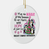 WeihnachtsPinguin-Brustkrebs Keramikornament (Rechts)