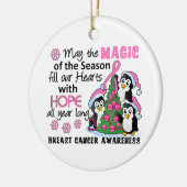 WeihnachtsPinguin-Brustkrebs Keramikornament (Links)