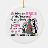 WeihnachtsPinguin-Brustkrebs Keramikornament (Hinten)