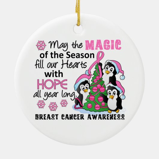WeihnachtsPinguin-Brustkrebs Keramikornament (Hinten)